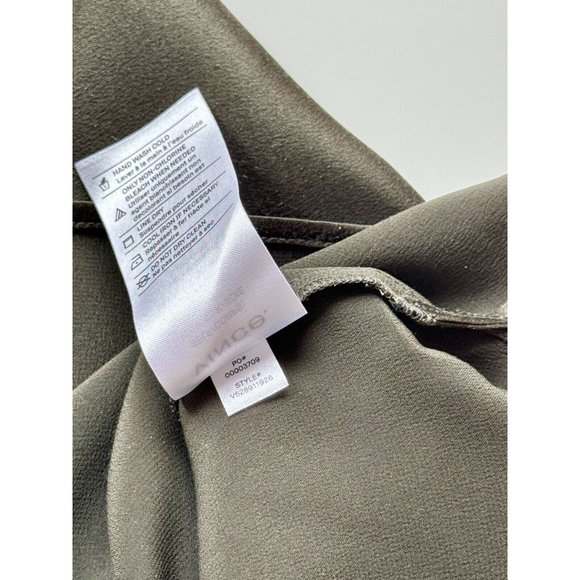 VINCE Olive Green Silk Charmeuse Split Neck Relaxed Tunic Blouse, Size S - Picture 14 of 15